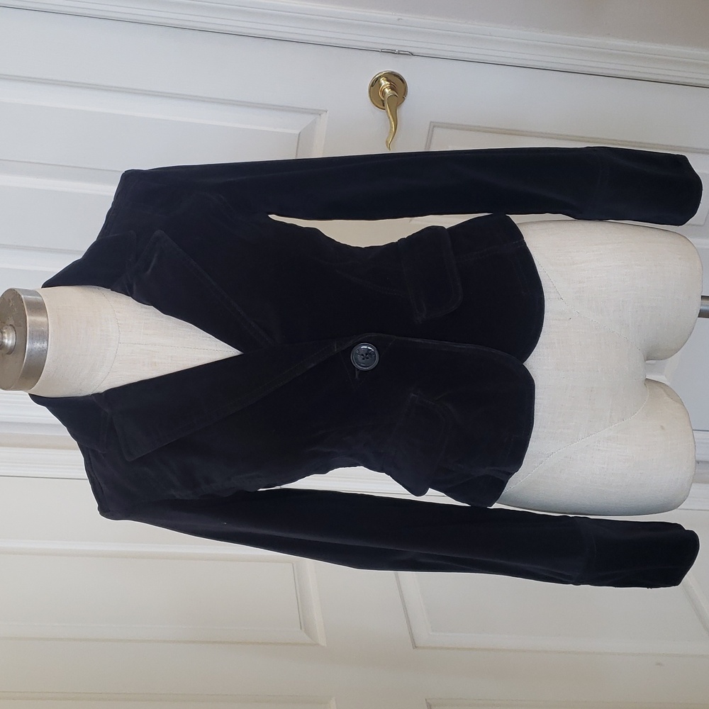 TOMMY JEANS Vintage 90s Black Velvet Hourglass Blazer Jacket • Size Small - Picture 4 of 17